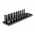 Tekton 3/8 Inch Drive 6-Point Impact Socket Set with Rails, 18-Piece (5/16-3/4 in.) SID91208